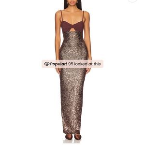 Nookie Brown Sequin Maxi Dress for Prom